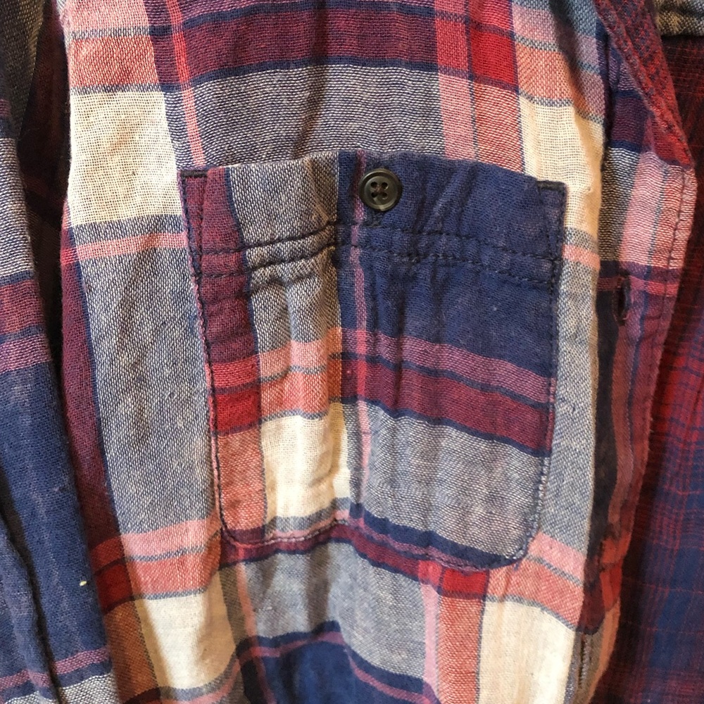 [mudd] small button down plaid blue red flannel - Picture 2 of 3